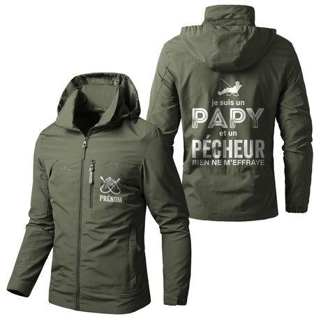 Veste Imperméable et Coupe-Vent - Je Suis Un Papy Pêcheur, Cadeau Humour Grand-père - CT05092351 Vert Armée