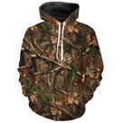 Sweat à capuche all-over camouflage forêt feuillage brun vert coupe unisexe