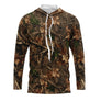 Hoodie capuche anti-UV camouflage forêt feuillage brun vert pour pêcheurs et chasseurs