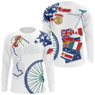 T-shirt cyclisme variante avec roue de vélo et nations