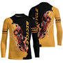 Maillot cyclisme jaune et noir all-over homme avec cyclistes en course de vitesse, prénom personnalisé