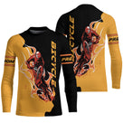 Maillot cyclisme jaune et noir all-over homme avec cyclistes en course de vitesse, prénom personnalisé