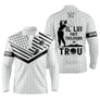 Polo manches longues golf unisexe noir et blanc drapeau stencil silhouette golfeur slogan vintage personnalisé