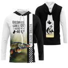 Sweat à capuche pêche brochet noir blanc slogan bière brochet zone texte personnalisable vue avant