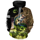 Hoodie pêche bar camouflage roseaux orange vert avec impression bar attaque Be The Bait