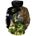 Sweat zippé all-over pêche bar camouflage roseaux coupe unisexe pour traque du loup