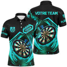 Polo fléchettes homme all-over avec cibles et fléchettes, prénom et nom équipe personnalisés