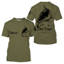 T-shirt pêche carpe vert kaki illustration carpe en saut Carp Diem prénom Michael manche personnalisé