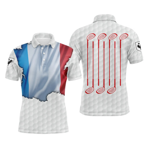 Polo Shirt pour Fan de Golf, Cadeau Original Golf, Polo à Séchage Rapide Homme Femme, Drapeau France, Club de Golf, Balle de Golf - CTS13052207 - Polo Homme Drapeau France