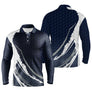 Polo manches longues sport unisexe bleu marine bande blanche grunge diagonale éclats balle tissu respirant