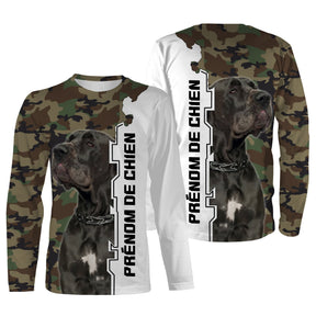 Sweat capuche chien Dogue Allemand all-over camouflage forêt motif Grand Danois bleu photo prénom personnalisés
