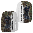 Hoodie Berger Hollandais all-over camouflage vert brun motif chien bringé photo prénom personnalisés maître