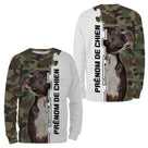 Hoodie Staffie all-over camouflage vert brun motif chien Staffordshire bringé photo prénom personnalisés maître