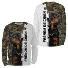 Hoodie Rottweiler all-over camouflage vert brun motif chien massif noir feu photo prénom personnalisés maître