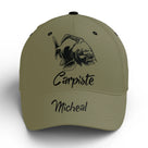 Casquette pêche carpe vert kaki Carpiste prénom broderie côté pêcheur étang personnalisée