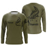 Hoodie pêche saumon all-over fond kaki olive militaire motif saumon silhouette noire prénom personnalisé