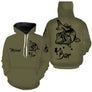 Sweat capuche pêche bar vert kaki loup de mer prénom personnalisable poche kangourou