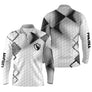 Polo manches longues golf unisexe blanc inserts noirs médaillon shield zone prénom tissu respirant