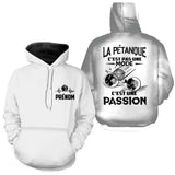 Sweat à Capuche Personnalisé Pétanque - Passion & Style Unique - A180325 - Sweat à capuche blanc