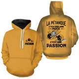Sweat à Capuche Personnalisé Pétanque - Passion & Style Unique - A180325 - Sweat à capuche jaune