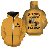 Sweat à Capuche Personnalisé Pétanque - Passion & Style Unique - A180325 - Sweat à capuche zippée jaune