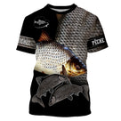 Sweat zippé pêche gardon all-over peau argentée motif gardon argenté nageoires rouges prénom personnalisé pêcheur