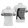 Rayures Noires et Blanches, Code-barres Polo de Golf, Polo de Sport, Cadeau Original pour Fans de Golf, Polo Homme Femme, Vêtements Golfeur et Golfeuse - CTS18052217 - Polo Homme