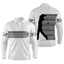 Polo manches longues golf unisexe blanc bande code-barres noires verticale silhouette golfeur GOLF tissu respirant