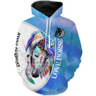 Sweater all-over cheval multicolore bleu blanc manches longues unisexe aquarelle plumes