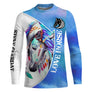 Débardeur all-over cheval multicolore bleu turquoise cheval aquarelle plumes été équestre