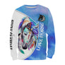 Sweat zippé all-over cheval multicolore bleu turquoise plumes amérindiennes Love Horse