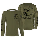 Sweat à capuche pêche truite vert kaki Truite Passion devant truite stylisée prénom manche pêcheur personnalisé