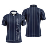 Polo de Golf Personnalisé, Dessin Au Trait Golfeur, Golfeuse, Cadeau Original Pour Fans de Golf, Noir, Blanc, Bleu Marine - CTS19052222 - Polo Homme- Marine