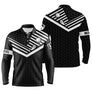 Polo manches longues golf unisexe noir chevrons blancs balle clubs croisés prénom tissu respirant