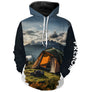 T-shirt variante manches longues all-over montagne et tente camping prêt à partir, prénom personn