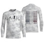 Anti-UV t-shirt manches longues pêche camouflage blanc gris noir cannes tricolore