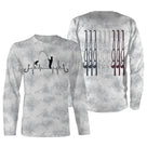 Anti-UV t-shirt à capuche pêche unisexe camouflage blanc noir cannes tricolore bleu blanc rouge