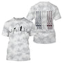 T-shirt pêche all-over col rond camouflage urbain blanc gris noir cannes pêche tricolore bleu blanc rouge dos
