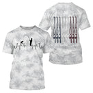 T-shirt pêche all-over col rond camouflage urbain blanc gris noir cannes pêche tricolore bleu blanc rouge dos