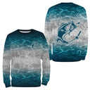 Sweat à capuche pêche blanc Tahiti aquatique silhouette pêcheur cannes tricolore