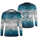 Anti-UV t-shirt à capuche pêche unisexe bleu océan eau cristalline carpe gros plan immersif