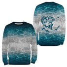 Sweat à capuche pêche bleu turquoise océan eau cristalline carpe gros plan