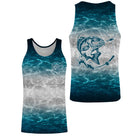 Sweater pêche unisexe bleu turquoise océan eau cristalline carpe gros plan tissu doux