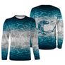 T-shirt pêche enfant manches longues bleu océan eau cristalline brochet leurre