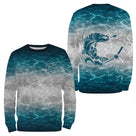 Sweat à capuche pêche bleu turquoise océan eau cristalline brochet leurre