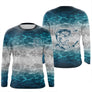 Tee-shirt pêche silure bleu blanc motif catfish carnassier vue dos personnalisable team