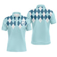 Polo de Golf, Polo de Sport Homme Femme, Golfeur, Golfeuse, Impression Carreaux Bleu Ciel - CTS120052232 - Polo Homme