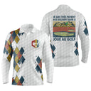 Polo golf manches longues unisexe argyle vintage losanges multicolores slogan humour