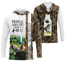 Sweat à capuche pêche camouflage brun roseaux brochet slogan bière bar personnalisable vue avant