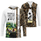 Sweat à capuche pêche camouflage brun roseaux brochet slogan bière bar personnalisable vue avant